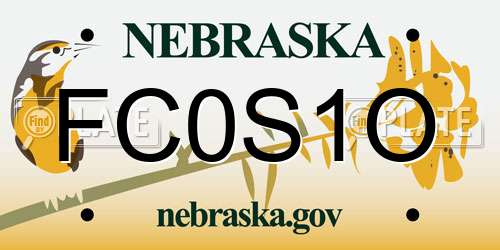 FC0S1O Nebraska License Plate