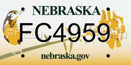 FC4959 Nebraska License Plate