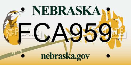FCA959 Nebraska License Plate