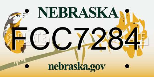 FCC7284 Nebraska License Plate