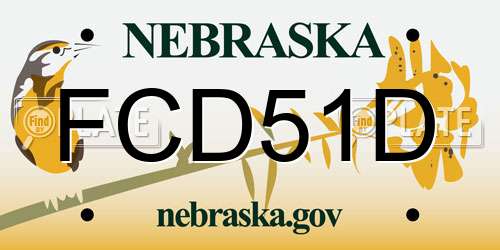 FCD51D Nebraska License Plate