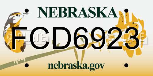 FCD6923 Nebraska License Plate