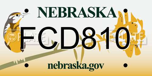 FCD810 Nebraska License Plate
