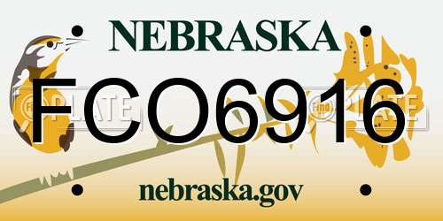 FCO6916 Nebraska License Plate