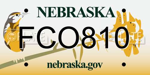 FCO810 Nebraska License Plate