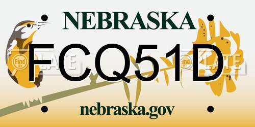 FCQ51D Nebraska License Plate