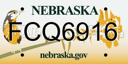 FCQ6916 Nebraska License Plate