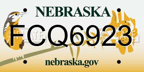 FCQ6923 Nebraska License Plate