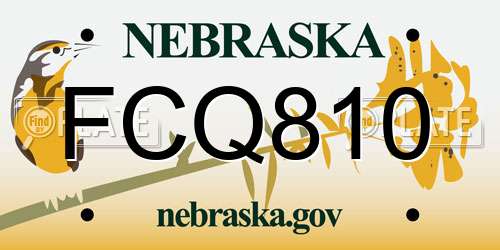 FCQ810 Nebraska License Plate