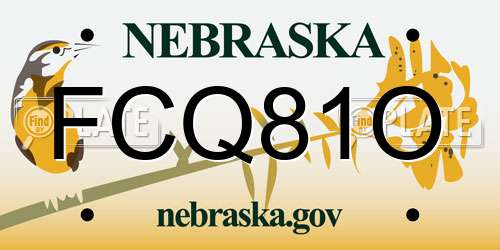 FCQ81O Nebraska License Plate