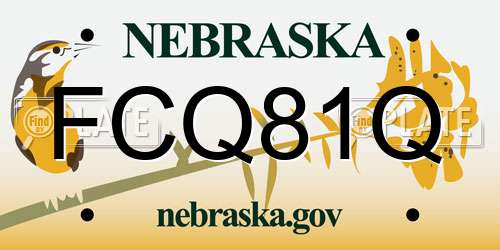 FCQ81Q Nebraska License Plate