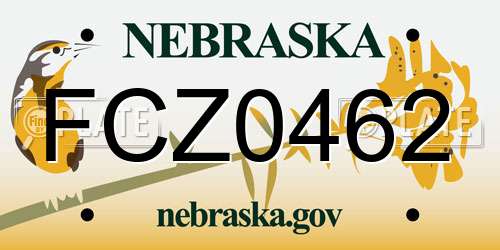FCZ0462 Nebraska License Plate