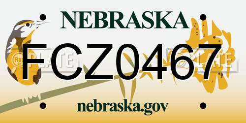 FCZ0467 Nebraska License Plate
