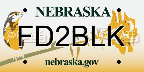FD2BLK Nebraska License Plate