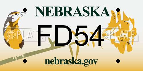 FD54 Nebraska License Plate