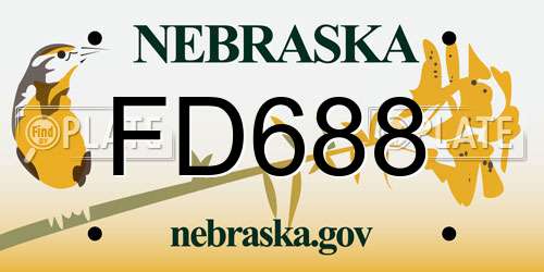FD688 Nebraska License Plate