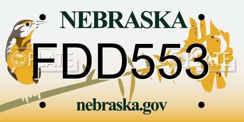 FDD553 Nebraska License Plate