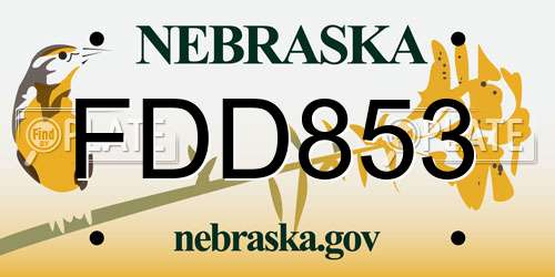 FDD853 Nebraska License Plate
