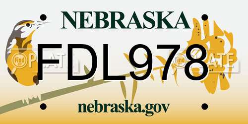 FDL978 Nebraska License Plate