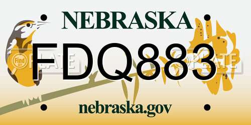 FDQ883 Nebraska License Plate
