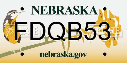 FDQB53 Nebraska License Plate