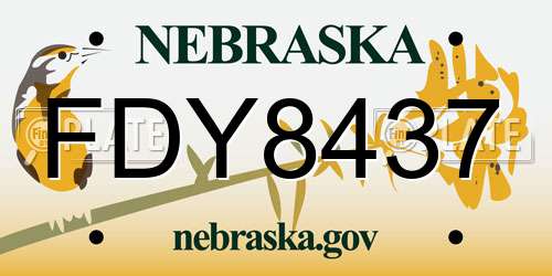 FDY8437 Nebraska License Plate