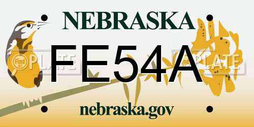 FE54A Nebraska License Plate