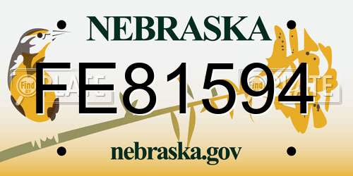 FE81594 Nebraska License Plate
