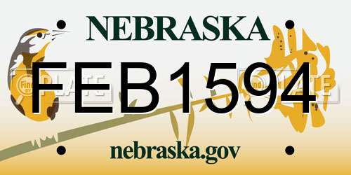 FEB1594 Nebraska License Plate