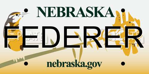 FEDERER Nebraska License Plate