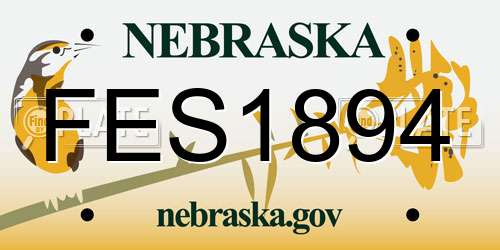 FES1894 Nebraska License Plate