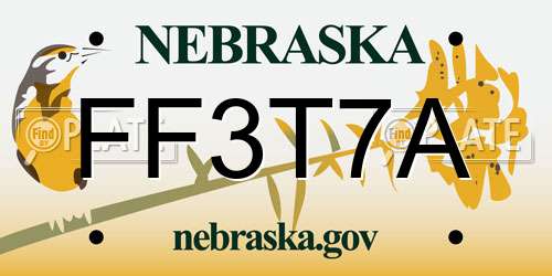 FF3T7A Nebraska License Plate