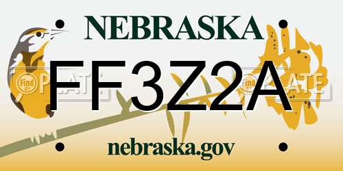 FF3Z2A Nebraska License Plate