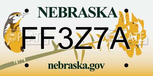 FF3Z7A Nebraska License Plate