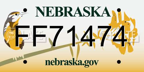 FF71474 Nebraska License Plate