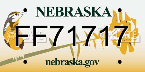FF71717 Nebraska License Plate