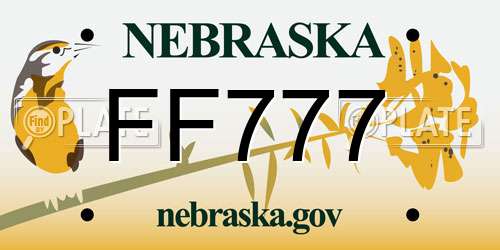 FF777 Nebraska License Plate