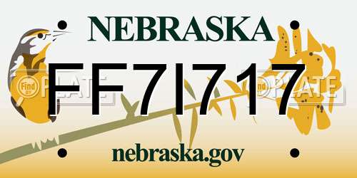 FF7I717 Nebraska License Plate