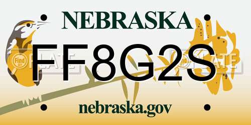 FF8G2S Nebraska License Plate