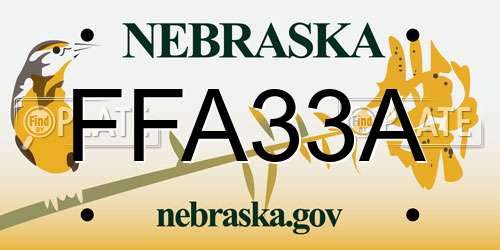 FFA33A Nebraska License Plate