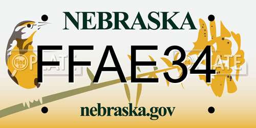 FFAE34 Nebraska License Plate