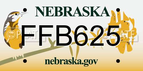 FFB625 Nebraska License Plate
