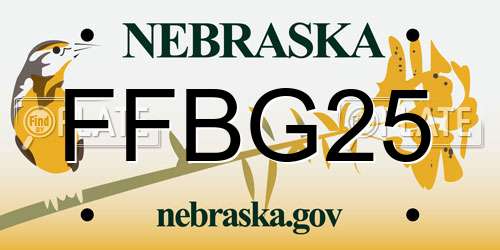 FFBG25 Nebraska License Plate