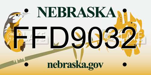 FFD9032 Nebraska License Plate
