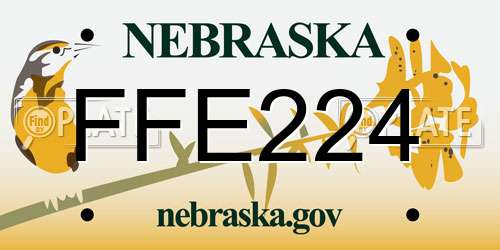 FFE224 Nebraska License Plate