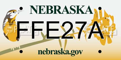 FFE27A Nebraska License Plate