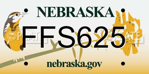 FFS625 Nebraska License Plate