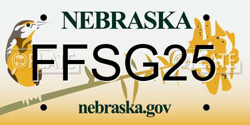 FFSG25 Nebraska License Plate