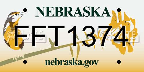 FFT1374 Nebraska License Plate