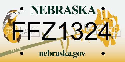 FFZ1324 Nebraska License Plate